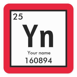 Create your own chemical element square sticker