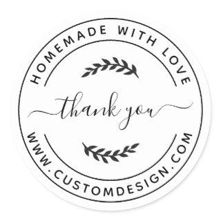 Create Your Own Homemade with Love Thank You Class Classic Round Sticker