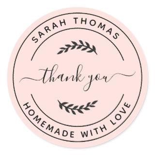 Create Your Own Homemade with Love Thank You Class Classic Round Sticker