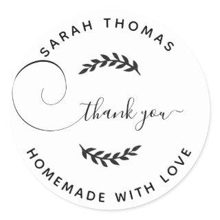 Create Your Own Homemade with Love Thank You Classic Round Sticker