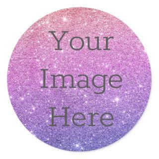 Create Your Own Mermaid Ombre Glitter Dust Classic Round Sticker