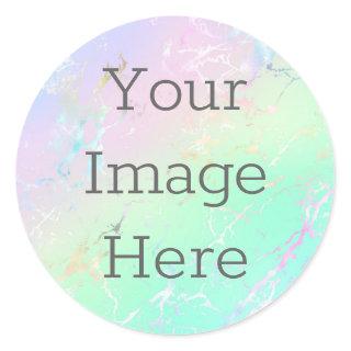 Create Your Own Metallic Faux Iridescent Marble Classic Round Sticker