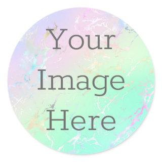 Create Your Own Metallic Faux Iridescent Marble Classic Round Sticker