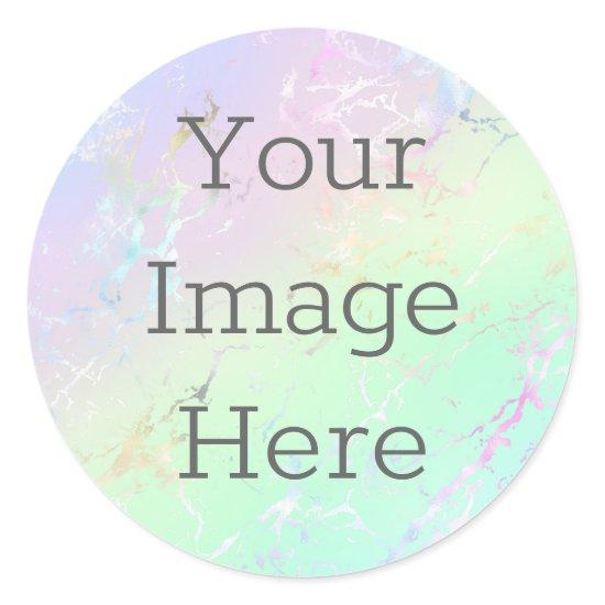 Create Your Own Metallic Faux Iridescent Marble Classic Round Sticker