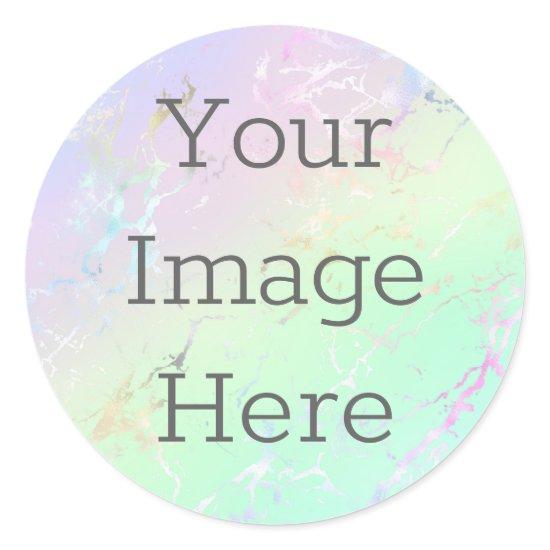 Create Your Own Metallic Faux Iridescent Marble Classic Round Sticker