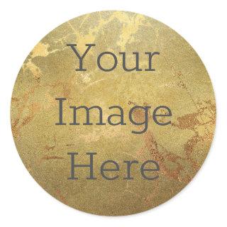 Create Your Own Metallic Gold Faux Marble Classic Round Sticker