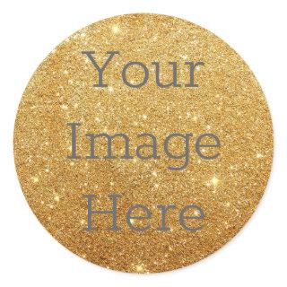 Create Your Own Metallic Gold Glitter Faux Foil Classic Round Sticker