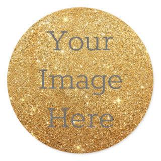 Create Your Own Metallic Gold Glitter Faux Foil Classic Round Sticker