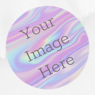 Create Your Own Metallic Rainbow Faux Iridescent Classic Round Sticker