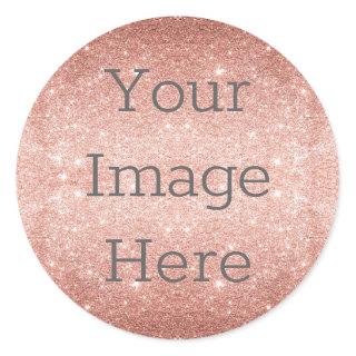 Create Your Own Metallic Rose Gold Glitter Foil Classic Round Sticker
