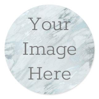 Create Your Own Metallic Silver Marble Faux Foil Classic Round Sticker