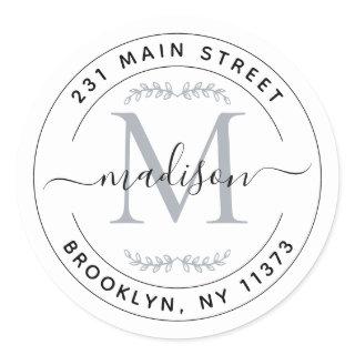 Create Your Own Monogram Wreath Return Address Classic Round Sticker