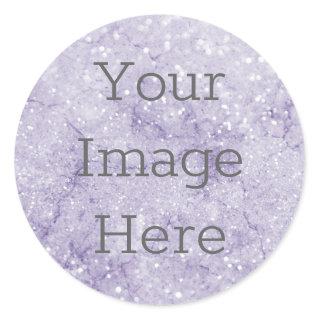 Create Your Own Pastel Lilac Purple Glitter Marble Classic Round Sticker