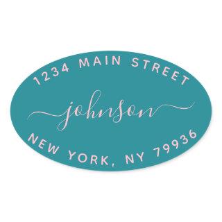 Create Your Own  Return Address Black White Oval Sticker