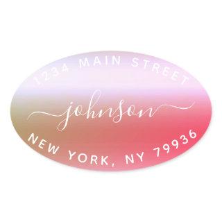 Create Your Own  Return Address Gold White Oval Sticker