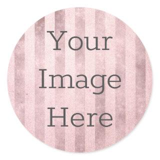 Create Your Own Rose Gold + Blush Pink Worn Stripe Classic Round Sticker