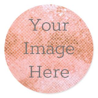 Create Your Own Rose Gold Diamond Tile Faux Foil Classic Round Sticker