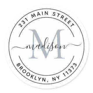 Create Your Own Round Monogram Return Address  Classic Round Sticker