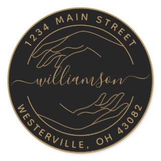Create Your Own Woman Hands Round Return Address C Classic Round Sticker