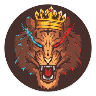 creative esport lion logo design classic round sti classic round sticker