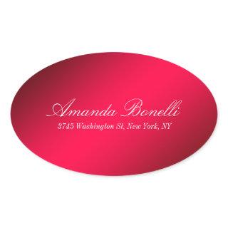 Creative Handwriting Elegant Modern Carmine Red Oval Sticker