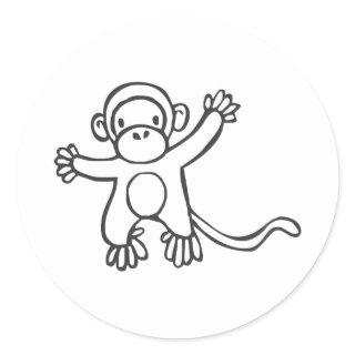 Creative Monkey in Sketch Drawing Classic Round Sticker