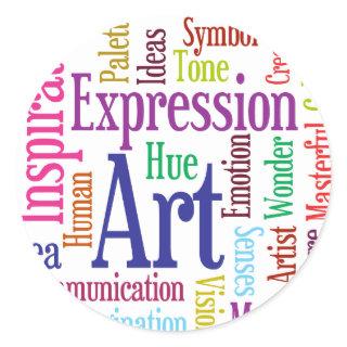 Creative Person's Art and Inspiration Word Cloud Classic Round Sticker