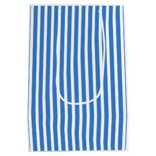 Creative Trendy Template Modern Blue White Striped Medium Gift Bag