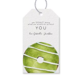 Creative Vibrant Green Donut Watercolor Thank You Gift Tags