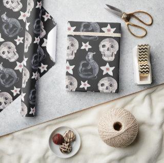 Creepy Cobra Snake Skull Flower Black