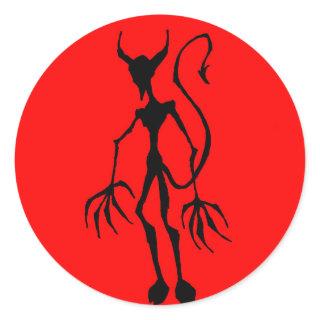 Creepy Devil Stick Figure Classic Round Sticker