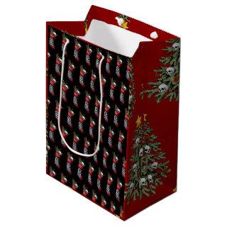 Creepy Gothic Christmas Skull  Medium Gift Bag