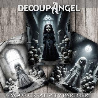 Creepy Phantom Doll Trio - Decoupage -   Sheets