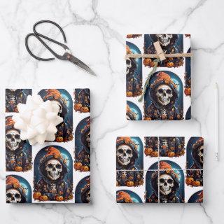 Creepy Skeleton & Autumn Pumpkins Pattern  Sheets