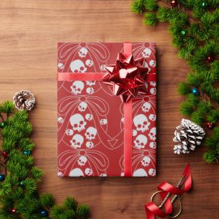 Creepy White Skulls on Red Christmas