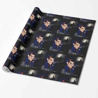 Creepy Zombie male gift wrap, graveyard night time