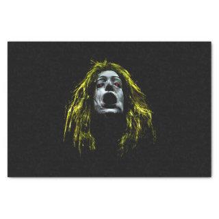 Creepy zombie woman face portrait tissue paper
