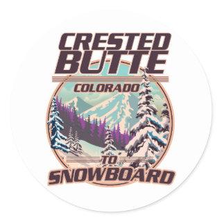Crested Butte Colorado Snowboarding logo Classic Round Sticker