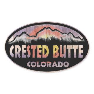 Crested Butte Colorado wood flag oval stickers