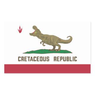 Cretaceous Republic California Flag T-rex Dinosaur Rectangular Sticker