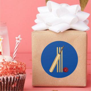 Cricket bat and ball classic round sticker