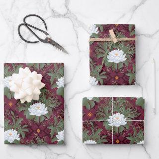Crimson Lotus Elegance Pattern - The White Lotus  Sheets