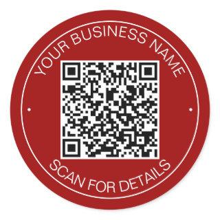 Crimson Red QR Code Smart Contact Classic Round Sticker