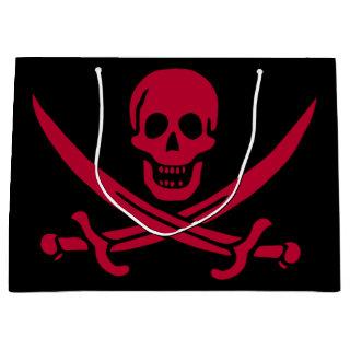 Crimson Skull & Swords Pirate flag of Calico Jack Large Gift Bag