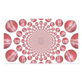 Crimson Vortex: Beautiful Red Cricket Ball Art Rectangular Sticker
