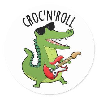 Croc N Roll Funny Crocodile Puns  Classic Round Sticker