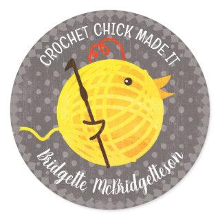Crochet chick yarn ball handmade with love sticker