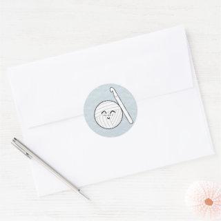 Crochet Hook & Yarn Cartoon ♥ Crafts Classic Round Sticker