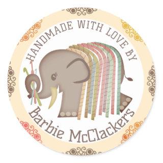 Crochet hooks woolly yarn elephant gift sticker