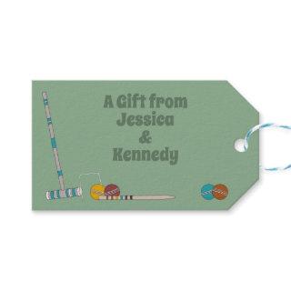 Croquet Set Lawn Games Jade Green Personalized Gift Tags